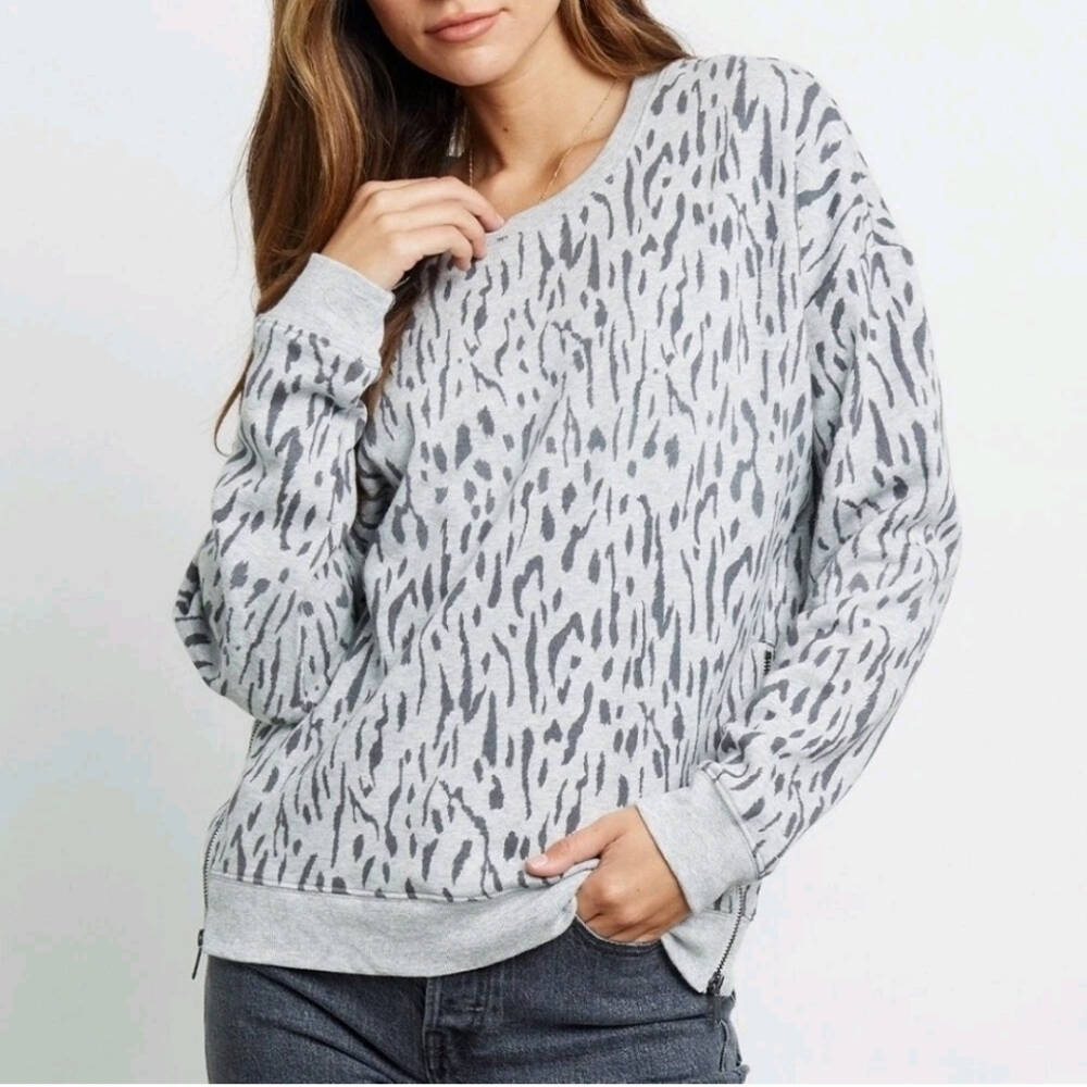 Rails Marlo sweatshirt Gray Abstract Cheetah print pullover women's small NWOT
